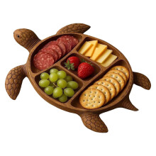 Servierplatte aus Naturholz in Schildkrötenform, vielseitig verwendbar, z. B. für Käse, Partys oder als kleines Serviertablett