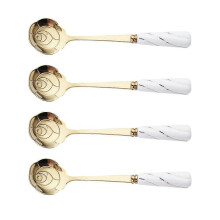 New Stainless Steel Flower-Shaped Coffee Spoon Practical Dessert Spoon 4Pcs