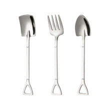 3PCS Coffee Spoon Fruit Fork Set Watermelons Ice Cream Spoons Tool Kitchen and Restaurant Use Silver