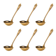 6X 304 Stainless Steel Soup Ladle Cooking Tool Kitchen Gold Scoop Gold Plated Soup Serving Spoon