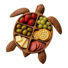 Kitchen Serving Dish Turtles Wood Large Platter Tray Cheese Fruits Snacks Display Daily small