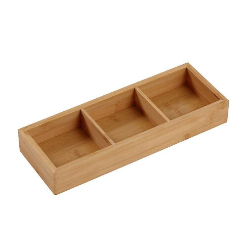 New Divided Wooden Tray Multi Compartments Serving Tray 3 Compartments