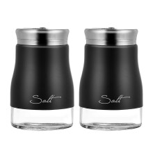 New Seasoning Shaker Glass Jar for Kitchen Use with Stainless Steel Lid 2Pcs