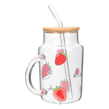New Glass Water Cup for Drinks 1Set Portable Straw Cup Large Capacity Beverage