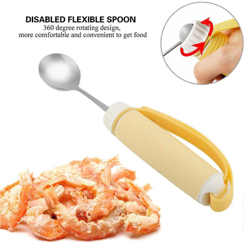 Utensils, Disabled Easy Grip Eating Spoon Patient Fork Adaptive Stainless Steel Rotating Elder S 2