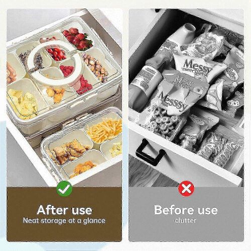 Snackbox mit 8 Fächern, Deckel und Griff, unterteiltes Serviertablett, geeignet für Obst, Gemüse und Snacks 2