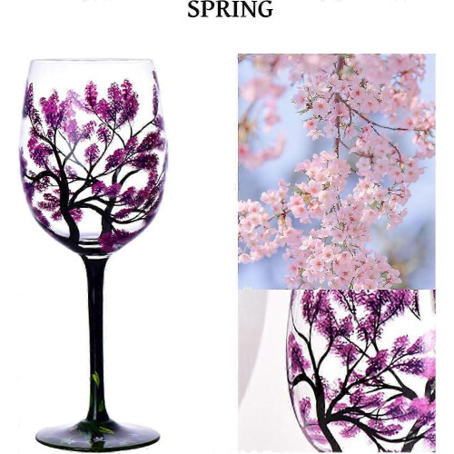 New four seasons wine glasses hand painted anniversary 1 PCS Spring 1