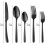 Flatware Steel Dinner Knife, Dinner Dessert Dinner Spoon, Tea Spoon, Things (black, 5 Pieces) 2