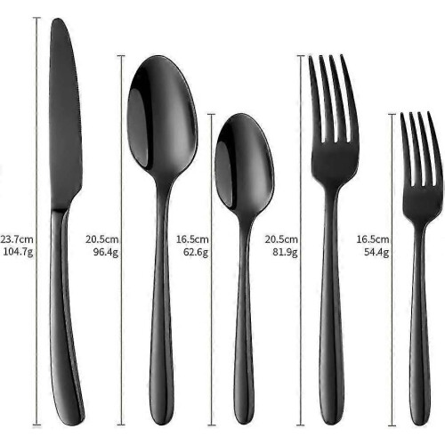 Flatware Steel Dinner Knife, Dinner Dessert Dinner Spoon, Tea Spoon, Things (black, 5 Pieces) 1