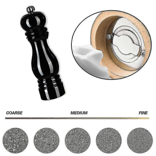 Salt Pepper Grinder Set,manual Pepper Mills Adjustable Refillable Spice Grinders black 7 inch 2