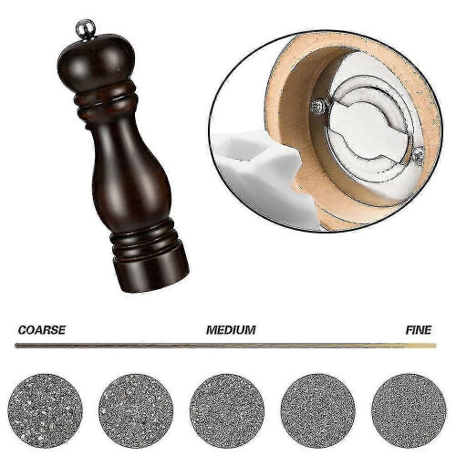 Salt Pepper Grinder Set,manual Pepper Mills Adjustable Refillable Spice Grinders brown 7 inch 2