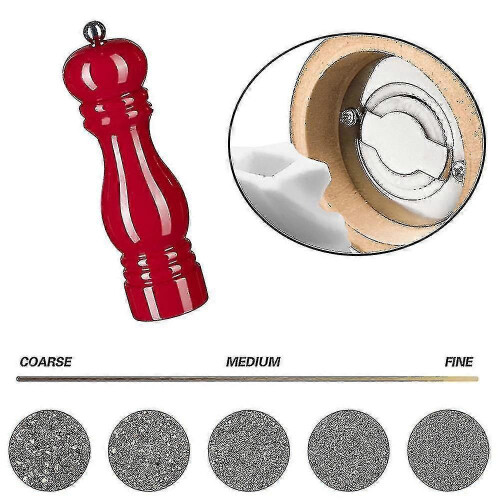 Salt Pepper Grinder Set,manual Pepper Mills Adjustable Refillable Spice Grinders red 5 inch 2