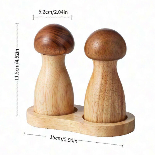 New Adjustable Wood Salt & Pepper Mill Grinder For Kitchen Use 3Pcs 2