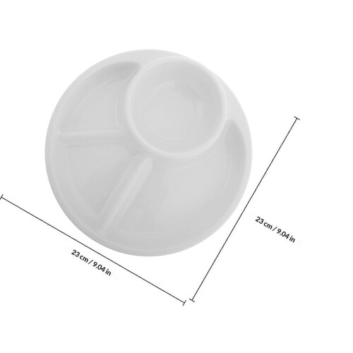New Reusable 3 Compartment Divided Plates for Fat Reduction White Dinner Plates 1