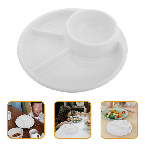 New Reusable 3 Compartment Divided Plates for Fat Reduction White Dinner Plates 2