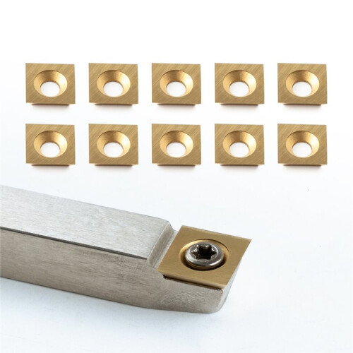 Titanium Coated Carbide Cutter Inserts for Wood Turning Tools, Square 11 X 11mm, 10pcs 1