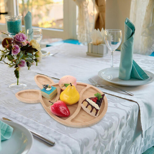 New Wood Rabbit Tray for Home Serving with Divided Snack Platter 2