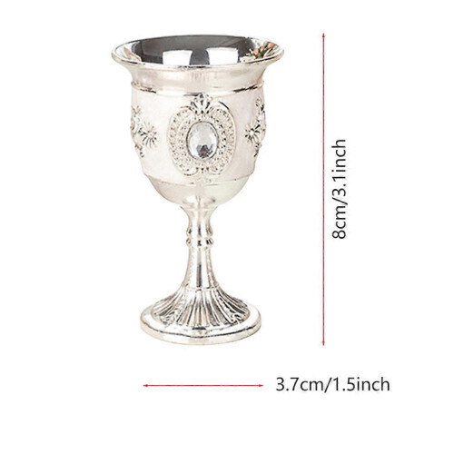 New Silver Alloy White Wine Goblets for Party with Retro Flower Pattern 2Pcs 1