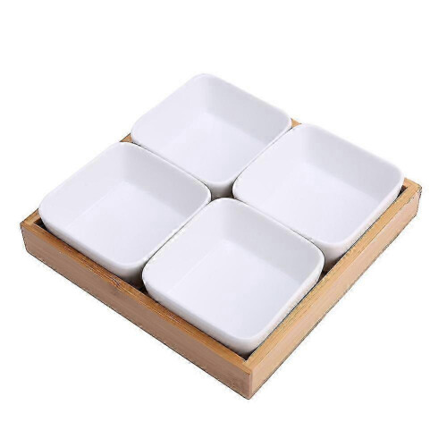 New ceramic appetizer serving plate with bamboo tray cover for serving fruit 2