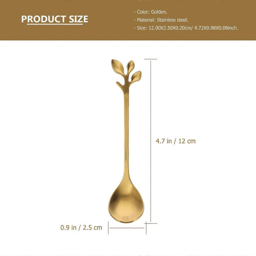 New 6pcs Long Handle Iced Tea Spoons Creative Golden Leaf Cocktail Stirring Spoons 1