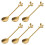 New 6pcs Long Handle Iced Tea Spoons Creative Golden Leaf Cocktail Stirring Spoons 3