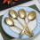 New Gold Serving Spoons 4 Pieces Acsergery Gift, Titanium Plating Serving Spoon 3