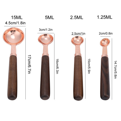 Edelstahl Messlöffel 4er Set Roségold Küchenhelfer 2
