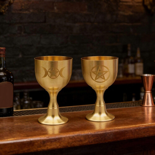 Brasses High Stem Goblet Chalice Symbols Special Event Display Multicolor five star pattern 1