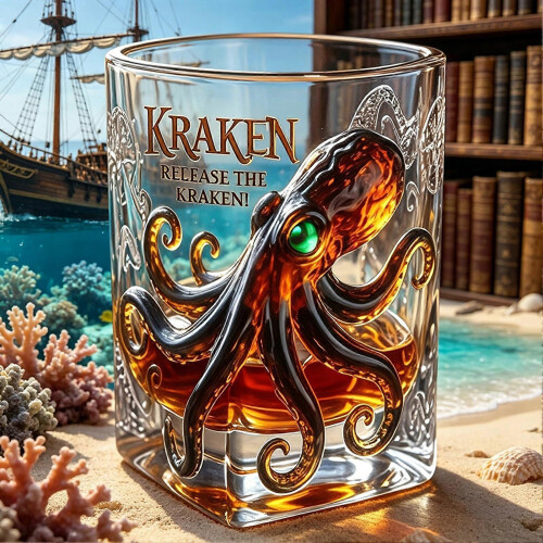 Nuovo bicchiere da whisky Kraken Black Spiced Rum Octopus, stile sei 1