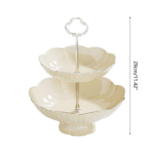Space Saving Double Layer Fruit Tray Fruit Display Plate Dining Food Tray Kitchen Dining Room Black 2