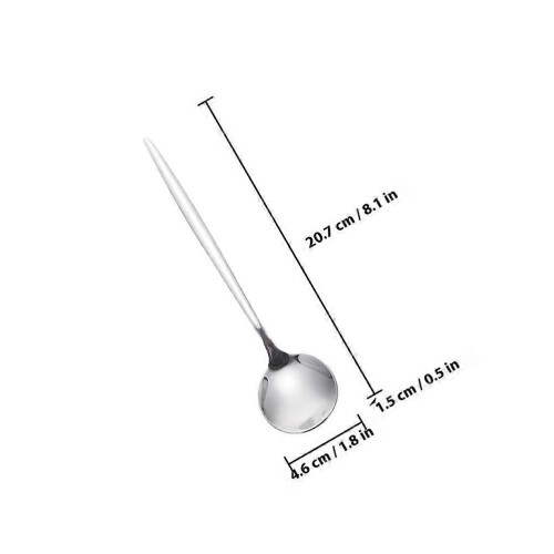 New Silver Stainless Steel Spoon Set for Kitchen Use 6Pcs 1