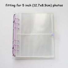 (Transparent Purple,5in)Color Clip Transparent Sparkling 6hole Loose Leaf Album Children Gifts Birthday