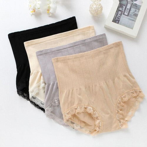 (Gray)Boxer donna vita alta addome pizzo dimagrante mutande mutande 1