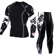 (Style E, XL) Mens Compression Jogging Gym Fitness Workout Tights Clothing T Pants And Shirt