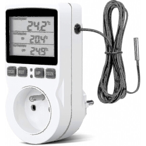 Digital Heating and Cooling Thermostat Socket LCD Temperature Controller 230V for Greenhouse and Farm Use