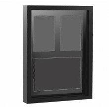 Medal Display Shadow Box Frame with Photo Slot, Award Storage Case for Runners, Black Wood Finish