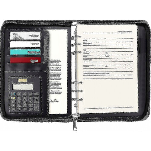 A5 Document Organiser Folder with Ring Binder and Calculator for Business Use and Office Filing