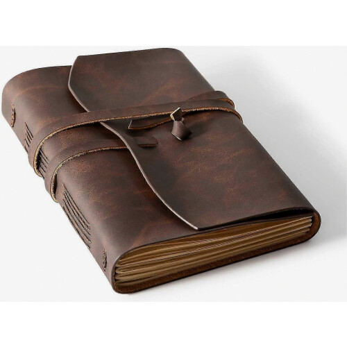 Vintage Leather Journal Notebook for Men, Leather Bound Writing Journal with Durable Cover