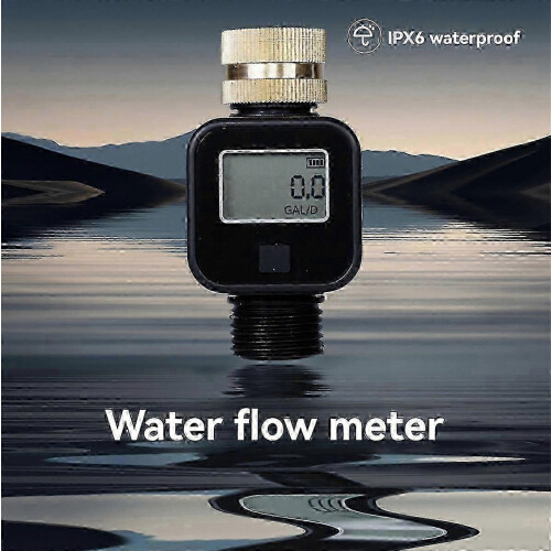 Water Flow Meter, IPX6 Waterproof, Brass Inlet Thread, Durable Flow Measurement Tool for Water Systems 1