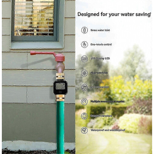 Water Flow Meter, IPX6 Waterproof, Brass Inlet Thread, Durable Flow Measurement Tool for Water Systems 2
