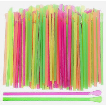 400 stuks wegwerplepels/rietjes voor slushies, ijshoorntjes en andere dranken, transparant plastic