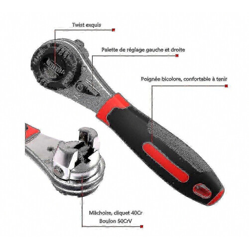Adjustable Ratchet Wrench, Universal Multi-Function Tool, 6-22mm, High-Grade for Home Repairs 1