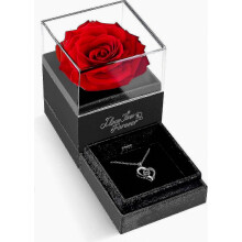 Halskette „Ich liebe dich“ mit roter Rose, romantisches Geschenk für Ehefrau, Freundin, Mutter, Jahrestag, Valentinstag, Geburtstag, F