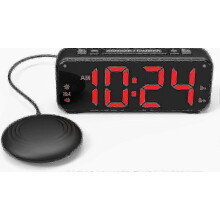 Réveil vibrant, alarme extra forte pour les gros dormeurs, écran extra large pour les personnes âgées avec double alarme