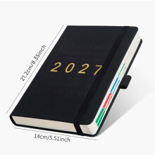 Agenda A5 2027, calendrier hebdomadaire et mensuel, papier 100 g/m², couverture rigide en cuir PU, organisateur de bureau et scolaire