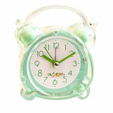 Réveil enfant 2026, design dessin animé silencieux, réglage facile, ABS robuste, double sonnerie, horloge de table pour chambre, vert