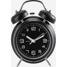 Réveil à double cloche puissant pour gros dormeurs, silencieux (sans tic-tac), horloge de chevet noire de 10 cm pour chambre à coucher