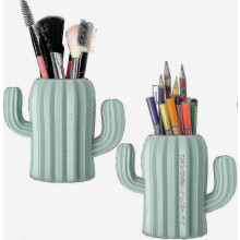 2 Piece Cactus Pen Holder Set, Desktop Pencil Cup Organizer for Office Desk and Study Supplies