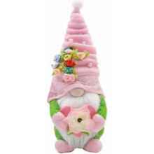 Muñeco de peluche de elfo gnomo de Pascua 2026, decoración de enano con flores de primavera para el Día de la Madre.