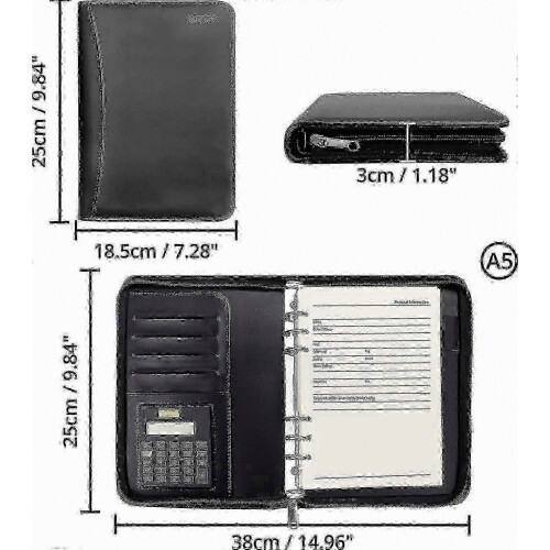 A5 Document Organiser Folder with Ring Binder and Calculator for Business Use and Office Filing 1